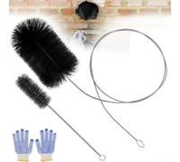 Zeroupshop Juego de 2 cepillos de chimenea con varilla flexible de 2 m, herramienta de limpieza de tuberías de estufa de alambre de acero, para quitar hollín, chimenea, horno, chimenea, kit de