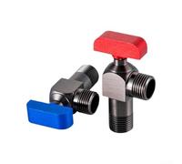 zeroupshop Juego de 2 válvulas angulares de cobre completo, válvula de bola de alto caudal, 1/2 pulgadas, color negro, diseño robusto de dos piezas para agua, aceite, gas, fácil instalación