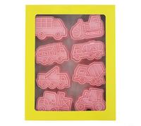 Zeroupshop Juego de 8 cortadores de galletas para vehículos de construcción, moldes de galletas de polipropileno aptos para alimentos, para proyectos de horneado de niños, herramientas de cocina