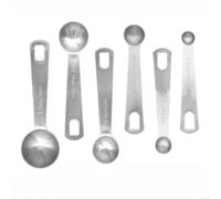 Zeroupshop Juego de cucharas medidoras de acero inoxidable con pinza y varilla agitadora, métrica de doble escala y para unidades imperiales, anillo desmontable para utensilios de cocina (6)