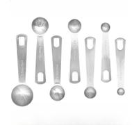 Zeroupshop Juego de cucharas medidoras de acero inoxidable con pinza y varilla agitadora, métricas de doble escala y para unidades imperiales, anillo desmontable para utensilios de cocina (7)