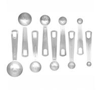 Zeroupshop Juego de cucharas medidoras de acero inoxidable con pinza y varilla agitadora, métricas de doble escala y para unidades imperiales, anillo desmontable para utensilios de cocina (9)