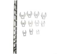 Zeroupshop Juego de llaves de extremo abierto de pie de cuervo de 3/8 pulgadas, llaves de freno de acero de alto carbono de 10 a 19 mm, adaptador de trinquete galvanizado en forma de L, para auto