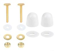 Zeroupshop Kit de pernos de brida de inodoro, incluye pernos en T, arandelas y junta, tapa decorativa para un montaje seguro en el suelo, tono dorado resistente a la corrosión (para a01)