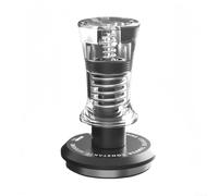 Zeroupshop Manipulador de café espresso calibrado con resorte con falda niveladora, prensador de café de presión constante de 30 libras para barista, mango de acero inoxidable y acrílico, 58.35 mm