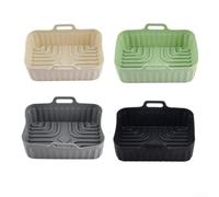 Zeroupshop Molde de silicona reutilizable para freidora de aire, bandeja cuadrada antiadherente con asas, resistente al calor para horno, apto para lavavajillas, paquete de 4, 21 x 15 x 7 cm
