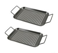 zeroupshop para plancha Cocina Hierro para fundido 35cm Doble Asador para(2PC)