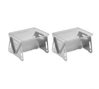 Zeroupshop Parrilla de carbón plegable compacta, barbacoa de acero 304, fuego portátil para mochileros, camping, picnics, montaje rápido con bolsa de transporte