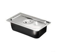 Zeroupshop Recipiente GN de acero inoxidable, con tapa, bandeja rectangular de almacenamiento de alimentos de 17 x 10 x 6 cm, cuenco apilable para marinar, para cocina, servir bufé, apto para