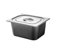 Zeroupshop Recipiente GN de acero inoxidable, con tapa, bandeja rectangular de almacenamiento de alimentos de 17 x 10 x 6 cm, cuenco apilable para marinar, para cocina, servir bufé, apto para