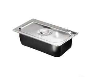Zeroupshop Recipiente GN de acero inoxidable, con tapa, bandeja rectangular de almacenamiento de alimentos de 17 x 10 x 6 cm, cuenco apilable para marinar, para cocina, servir bufé, apto para