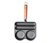Zeroupshop Sartén para salchichas de hierro fundido, sartén sin revestimiento para huevos, sartén de desayuno para estufas de gas, plancha para cocinar en casa, 18 x 18 cm, color negro