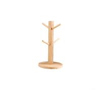 Zeroupshop Soporte para tazas en forma de árbol, estante de almacenamiento de madera con 6 ganchos para cocina, oficina, montaje vertical en pared u organizador de escritorio para tazas, tazas de té