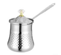 Zeroupshop Taza de arte de café con tapa, 600 ml, acero inoxidable 304 para jarra de leche con leche para té y bebidas, resistente al óxido para herramienta de barista, plata (plata)