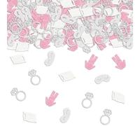 ZestZing Confeti de fiesta de pijamas rosa y blanco, 200 piezas de papel con purpurina de doble cara para despedida de soltera, despedida de soltera, spa, día de maquillaje, decoración temática de