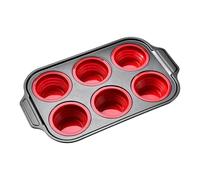 Zetqhuu Bandeja De Silicona Para Hornear | 6 Cavidades Molde Muffins Reutilizable,Molde bandeja horneable | para postres, magdalenas, pan, huevo, chocolate, horno, air fryer, hogar