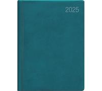 Zettler - Agenda de bolsillo 2025 turquesa, 10,2 x 14,2 cm, planificador de bolsillo con 192 páginas en cubierta de plástico flexible, 1 semana en 2 páginas, conteo diario y calendario internacional