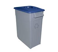 Zeus Contenedor de Residuos 65L Azul con Ruedas - Plástico Resistente, Encajable, Asa Ergonómica, Apertura Manual, Ideal para Reciclaje y Colectividades | Denox
