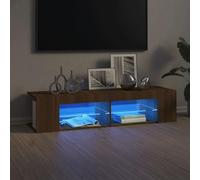 ZEYUAN Mueble de TV con Luces LED, Muebles De Salon, Mueble TV Salon, Mesa TV, Mesa Televisor, Mueble TV Baño, Mueble Televisor, marrón Roble 135x39x30 cm