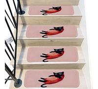 ZFGOJNBH Alfombrillas para escaleras Autoadhesivas, Suaves al Tacto, 22 x 70 cm, para peldaños de Escalera, Antideslizantes, Lavables, para protección de escaleras, Gato 3D, fácil de Instalar, 2,14 u
