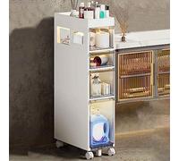 ZFGOJNBH Armario de baño Tipo Torre con cajones Delgados de 4 Niveles, con cajones Transparentes y Ruedas, Carrito de Almacenamiento para baño, Armario Estrecho para Papel higiénico de Gran Capacidad