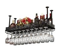 ZFGOJNBH Botellero Colgante para El Hogar, Botelleros De Techo, Portabotellas De Vino Vintage, Portavinos Rústico Montado En La Pared, Copa De Champán, Altura Y Ancho Ajustables (Size : 100x35cm)