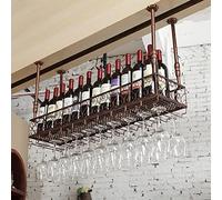 ZFGOJNBH Botellero de Techo Botelleros Colgantes | Soporte para Copa de Vino montado en la Pared | Estante de Almacenamiento de Vino de Metal | Soporte para Copas | Altura Ajustable (Tamaño: 80x25cm)