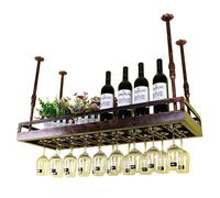 ZFGOJNBH Botellero de Techo, Soporte para Vino Colgante, Botellero de Metal con Estante de Almacenamiento para Copas, para Cocina, Bar, Restaurante, Altura Ajustable (Tamaño: 60x35 cm)