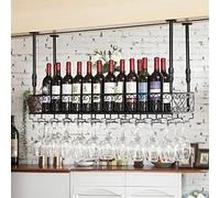 ZFGOJNBH Botellero Portabotellas De Vino De Techo Industrial, Estante De Almacenamiento De Copa Colgante Estantería Decorativa para Cocina, Bar, Restaurantes - Altura Ajustable (Tamaño: 100x25cm)