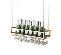 ZFGOJNBH Botelleros Modernos con Soporte para Copas, Soporte para Vino Colgante con Cadena de Hierro Metálico, Estante Flotante para Vino, Organizador para Bar, Cocina, Estante de exhibición para DEC
