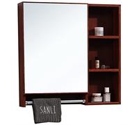 ZFGOJNBH Botiquín Gabinete con Espejo para baño Espacio Aluminio Grano de Madera Gabinete con Espejo para baño montado en la Pared Gabinete con Espejo Impermeable en Inodoro Gabinete para baño
