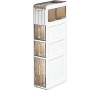 ZFGOJNBH Cajones de Almacenamiento apilables, gabinete de Almacenamiento de Piso para baño con cajones Transparentes, toallero Estrecho, Delgado y Alto, movible, Dispositivo de rodamiento Lateral Ind
