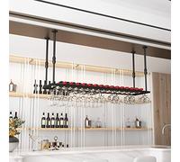 ZFGOJNBH Estante Colgante de Metal Negro para Vino, Soporte para Copas de Vino, Estante de Almacenamiento para Botellas de Vino, Estante para Copas de champán suspendido en el Techo para Bar en casa,