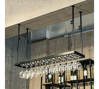 ZFGOJNBH Estante De Almacenamiento De Vino Montado para Colgar con Soporte para Copas De Vidrio, Estante De Exhibición De Vino De Metal Negro para Debajo del Gabinete, Cocina, Bar, Altura Ajustable (