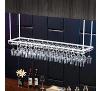 ZFGOJNBH Estante de Metal para Colgar en el Techo, Estante para Vino, Copas de champán, Altura Ajustable, Estante para Vino al revés con diseño de Hierro para Debajo de gabinetes, Barras y estantes d