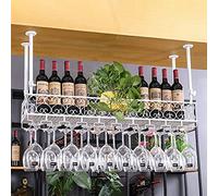 ZFGOJNBH Estante de Metal para Colgar en el Techo, Soporte para Copas de Vino, Estante para Copas de champán al revés, Estante Flotante para Barra, Soporte de exhibición, Color Blanco (tamaño: 80 x 2