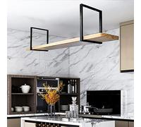 ZFGOJNBH Estante Flotante Colgante para Vino, Estante para Botellas/Libros de Madera Maciza para Techo, Estante de Almacenamiento de Hierro Forjado montado en la Pared, Soporte para exhibición de pla
