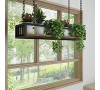 ZFGOJNBH Estante Flotante Colgante para vinos - Estante para Botellas de Madera Maciza para Techo/estantería, estantes Colgantes de Estilo Americano, Soporte para Plantas de Hierro Forjado Colgante (