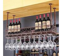ZFGOJNBH Estante para Copas de Vino de Techo, Estante Colgante para Copas de Vino, Soporte para Copas de Vino, Estante Flotante para Vino, Estante Decorativo de Altura Ajustable, Organizador de cocin
