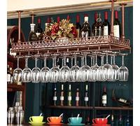 ZFGOJNBH Estante para Vino al revés, Soporte para Copas de Vino, Estante Colgante de Hierro Vintage para Copas de champán, Estante Organizador de decoración de Techo para Bar, Restaurante, Cocina (ta