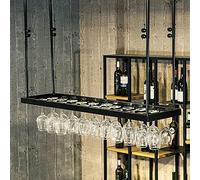 ZFGOJNBH Estante para Vino Colgante de Metal, botellero de Techo, Soporte para Vino con Copas, Estante de Almacenamiento para Bar, Cocina, Restaurante, Altura Ajustable (tamaño: 60x30cm)