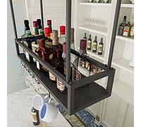 ZFGOJNBH Estante para Vino de Techo, Altura Ajustable para Colgar en la Pared, Soporte para Botellas de Hierro metálico, Soporte para Copas de Vino, Estante para Copas, Estante de exhibición Creativo