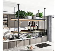 ZFGOJNBH Estante para Vino de Techo, Altura Ajustable para Colgar en la Pared, Soporte para Botellas de Hierro metálico, Soporte para Copas de Vino, Estante para Copas, Estante de exhibición Creativo