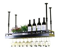 ZFGOJNBH Estante para Vino de Techo, Estante para Almacenamiento de Copas Colgantes, Organizador de Botellas y portavasos para el hogar, Estante de exhibición de Vino para Cocina, Bar, Restaurante, A