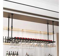 ZFGOJNBH Estante para Vino montado en el Techo, Estante para Vino de Metal con Soporte para Copas, Soporte para Botellas de champán, Soporte para Vino Colgante, Estante Flotante para Vino para Cocina