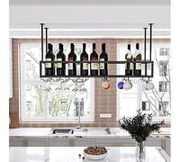 ZFGOJNBH Estante para Vino para Colgar en el Techo, Soporte para Botellas de Vino, para Barra de casa, Copas de champán, Copas de Vino, estantes organizadores flotantes de Metal montados en la Pared,