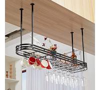ZFGOJNBH Estantes flotantes para Colgar en el Techo, estantes para Vino montados en la Pared, Soporte para Botellas de Vino, Estante de Metal para Colgar en el Techo, Estante para Copas de Vino, Esta