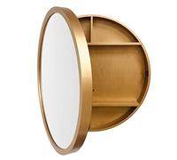 ZFGOJNBH Gabinete de Espejo con Puerta corrediza Redonda para baño y Sala de Estar, botiquín de Pared de Madera Maciza para baño con Espejo, decoración Elegante para el hogar