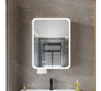 ZFGOJNBH Gabinete de Espejo Iluminado para baño, gabinete de Espejo de baño Rectangular con función de eliminación de Niebla con un Clic, botiquín de baño con Espacio de Material de Aluminio y orific