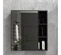 ZFGOJNBH Gabinete de Espejo para baño, botiquín de baño con Almacenamiento diversificado, Resistente al Agua y a la Humedad, botiquín de baño de Aluminio con toallero y bisagra silenciosa, Material d